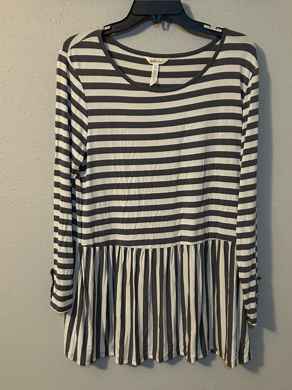 Matilda Jane Striped Long Sleeve Peplum Blouse - Size L